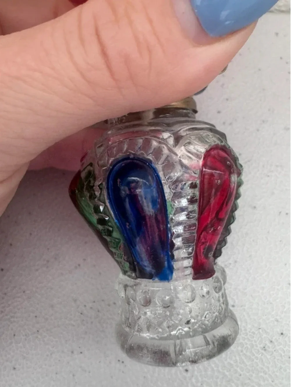 Mini Oil Lamp, Red Shade With Multi Color Base